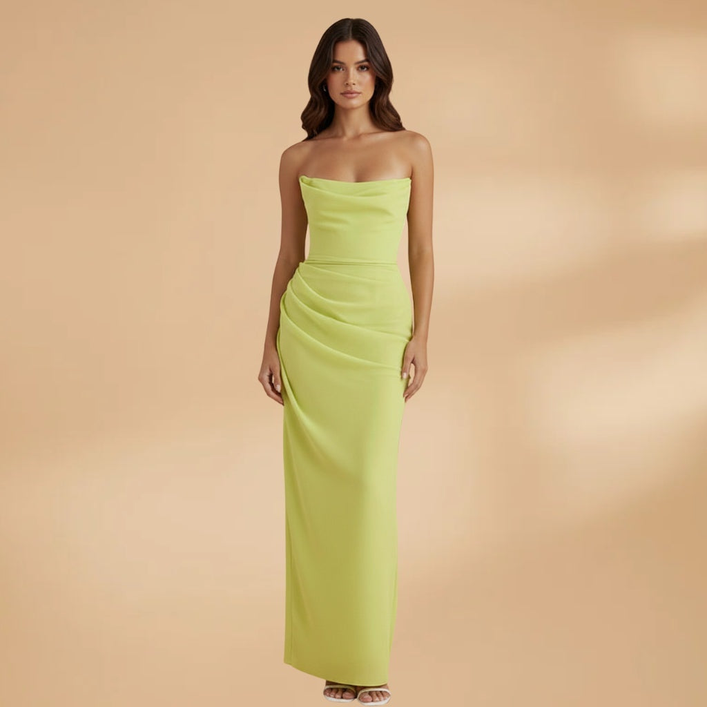 Francisca | Vestido Comprido Drapeado Mulher Elegante