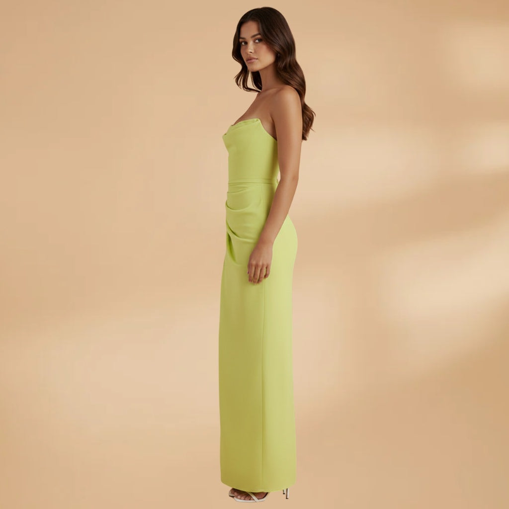 Francisca | Vestido Comprido Drapeado Mulher Elegante