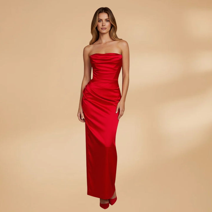 Francisca | Vestido Comprido Drapeado Mulher Elegante