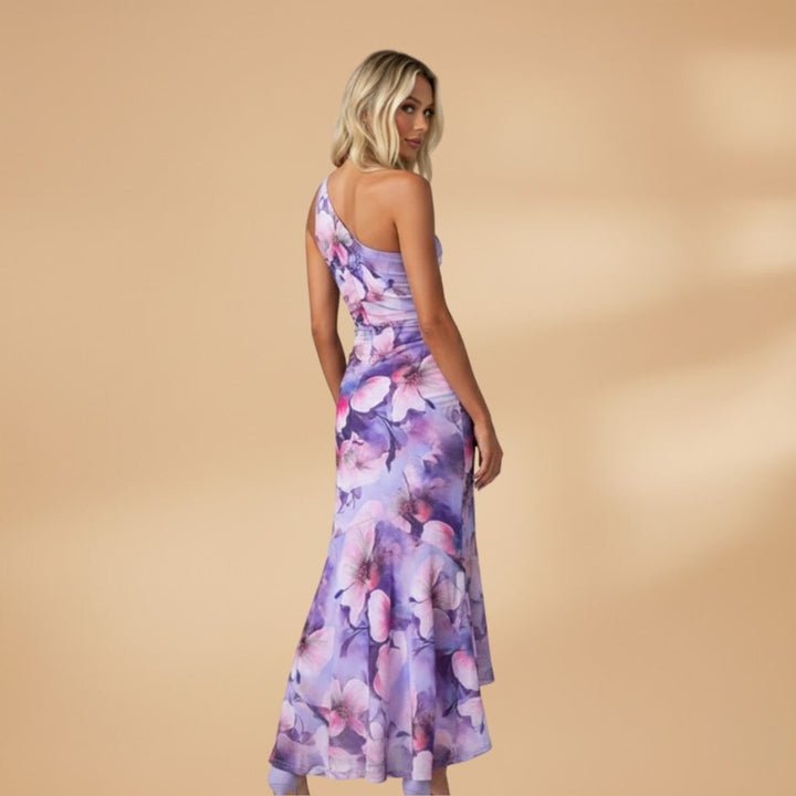 Carla | Vestido Comprido Estampado Floral Mulher Assimétrico