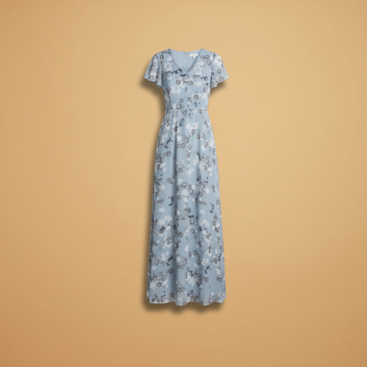 Isabel | Vestido Comprido Estampado Floral Mulher Decote V