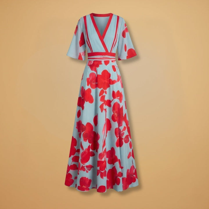Alexandra | Vestido Comprido Estampado Floral Mulher Decote V