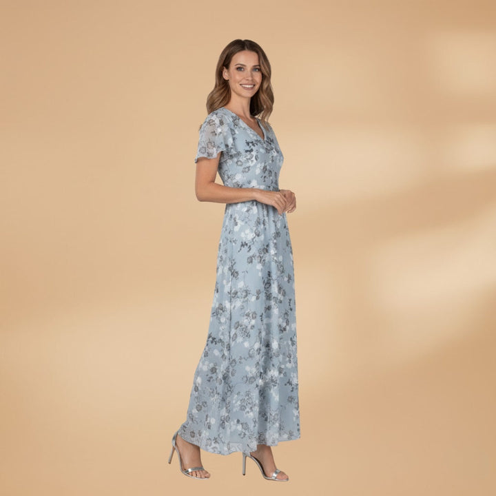 Isabel | Vestido Comprido Estampado Floral Mulher Decote V