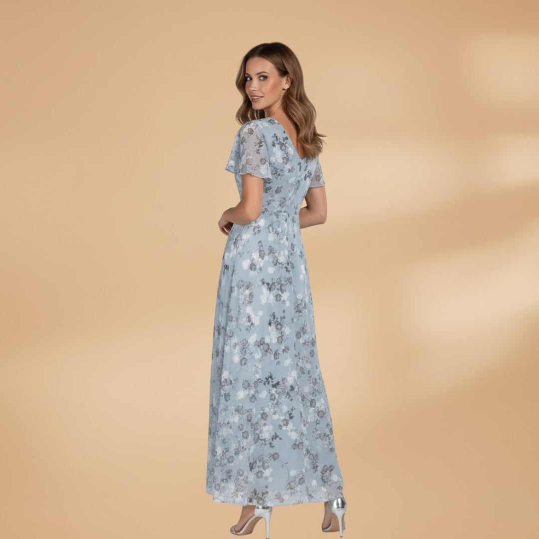 Isabel | Vestido Comprido Estampado Floral Mulher Decote V