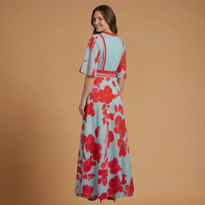 Alexandra | Vestido Comprido Estampado Floral Mulher Decote V