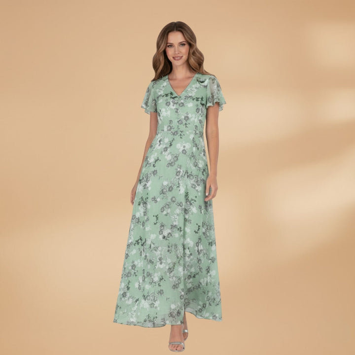 Isabel | Vestido Comprido Estampado Floral Mulher Decote V