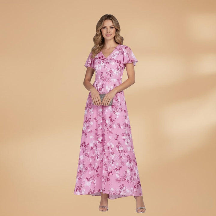 Isabel | Vestido Comprido Estampado Floral Mulher Decote V