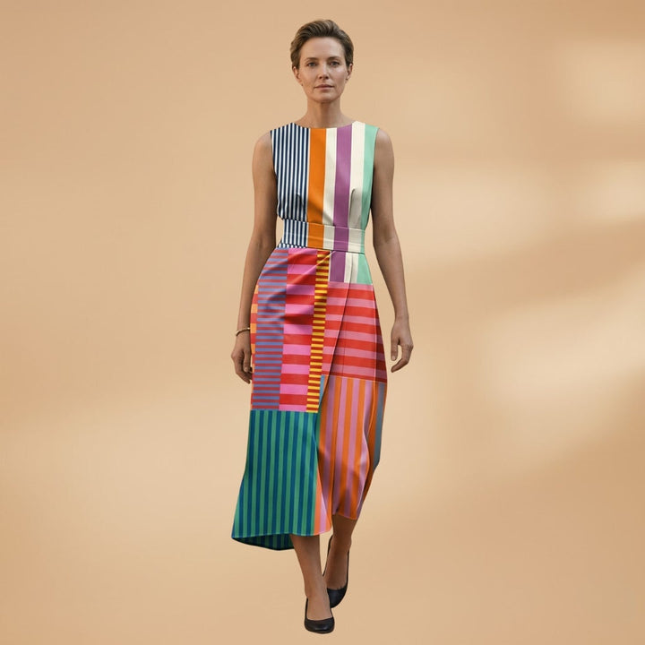 Paula | Vestido Comprido Estampado Geométrico Mulher