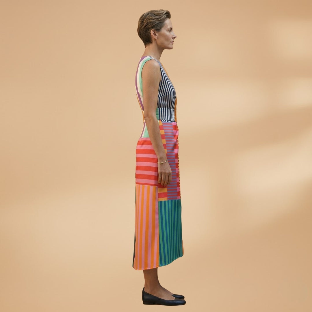 Paula | Vestido Comprido Estampado Geométrico Mulher