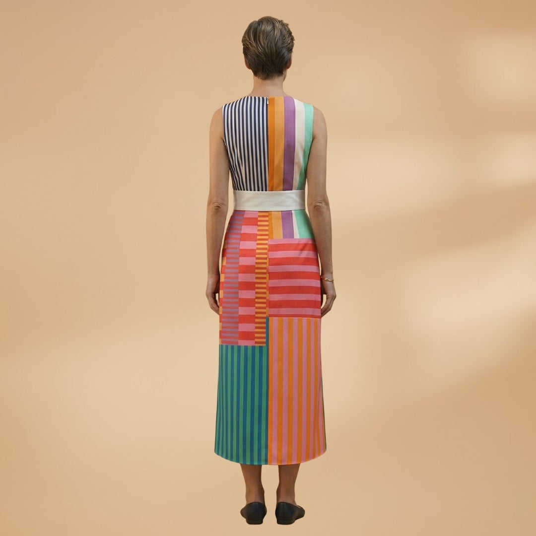 Paula | Vestido Comprido Estampado Geométrico Mulher