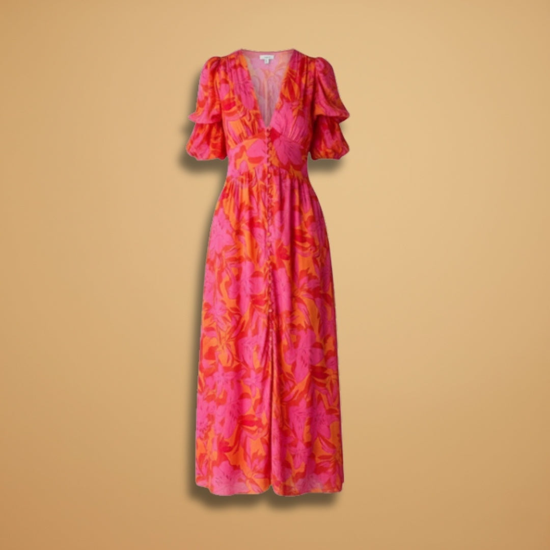 Beatriz | Vestido Comprido Estampado Mulher Decote V