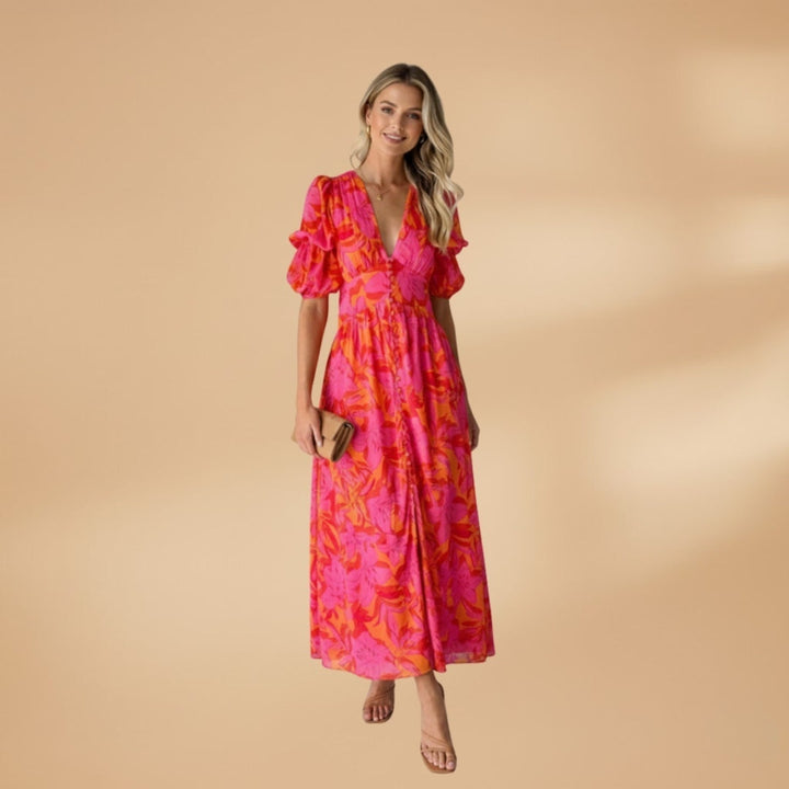 Beatriz | Vestido Comprido Estampado Mulher Decote V