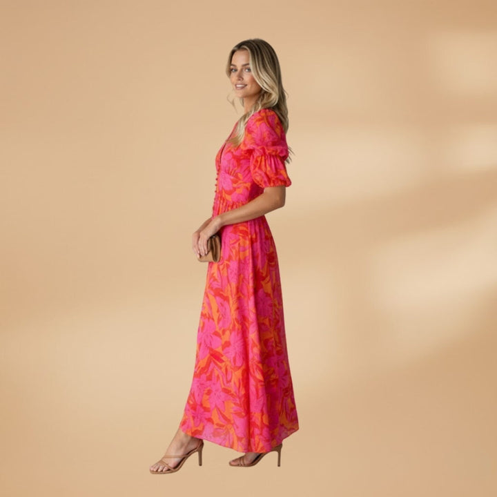 Beatriz | Vestido Comprido Estampado Mulher Decote V