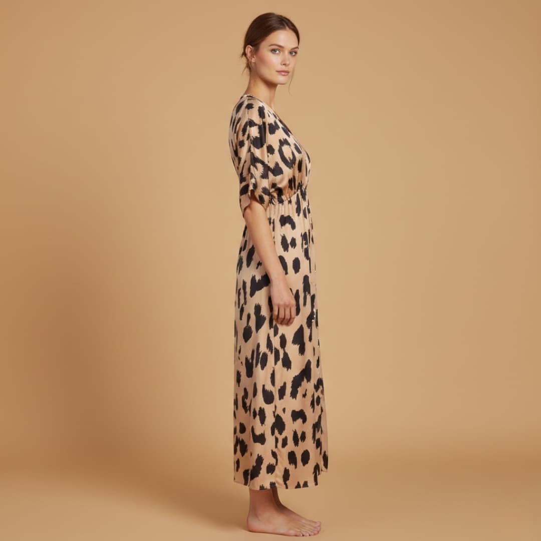 Francisca | Vestido Comprido Estampado Mulher Decote V