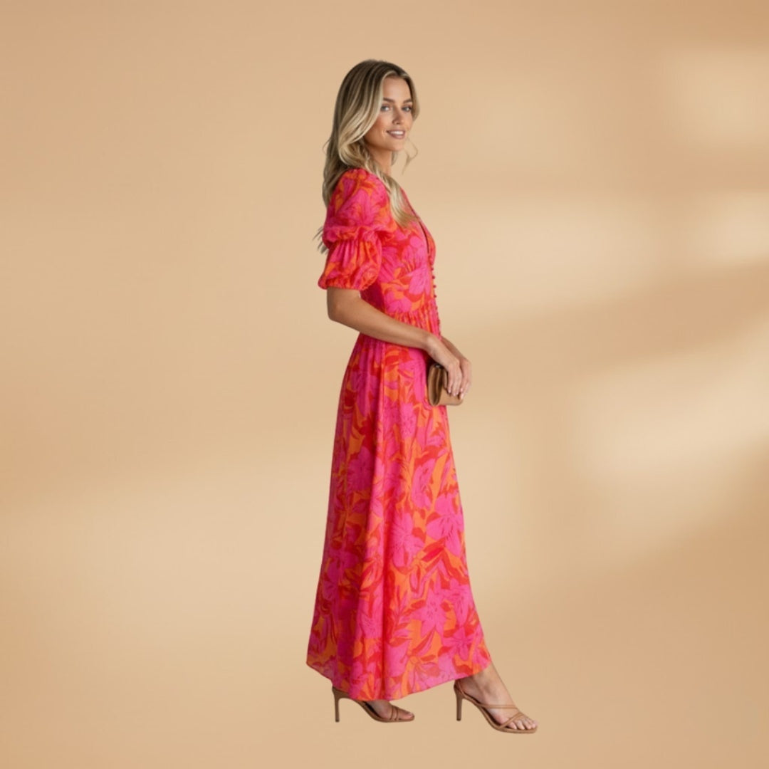 Beatriz | Vestido Comprido Estampado Mulher Decote V