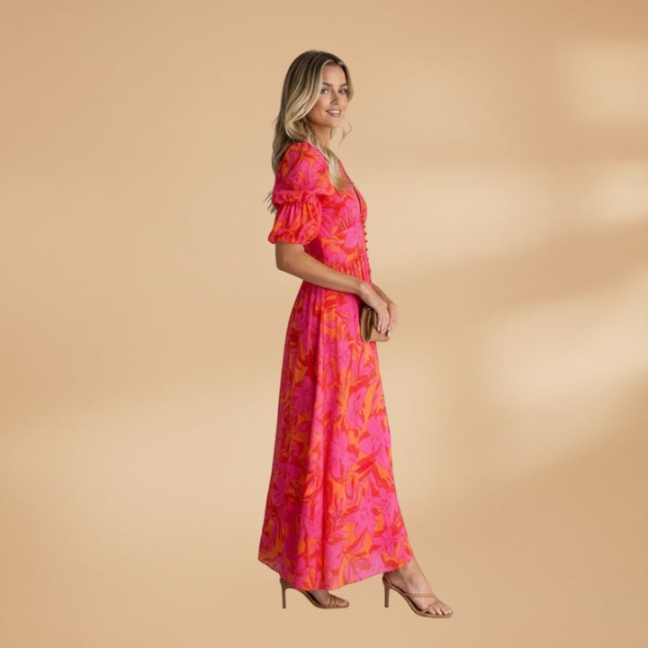 Beatriz | Vestido Comprido Estampado Mulher Decote V