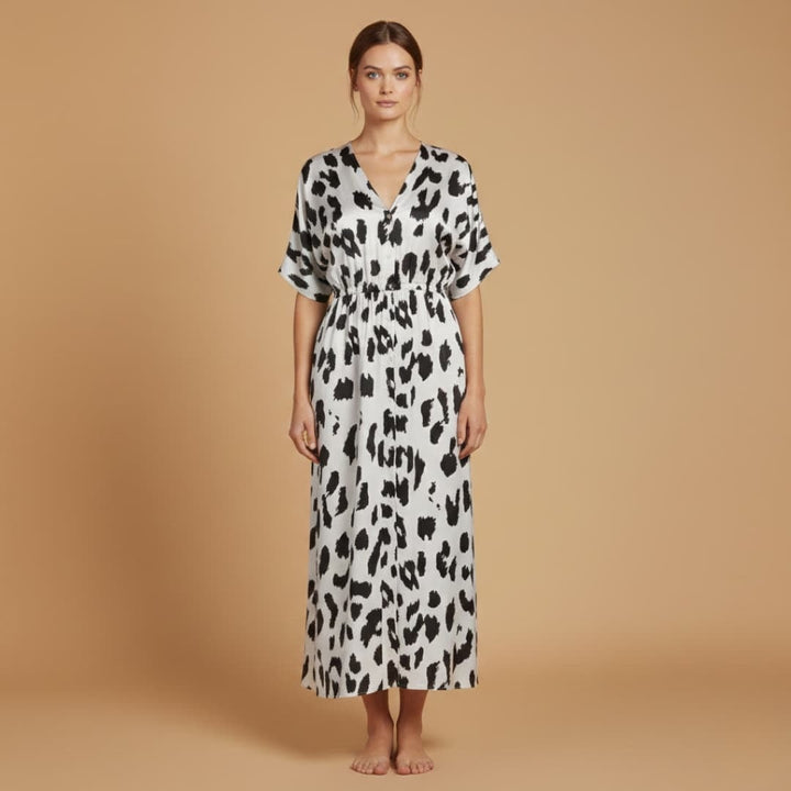 Francisca | Vestido Comprido Estampado Mulher Decote V