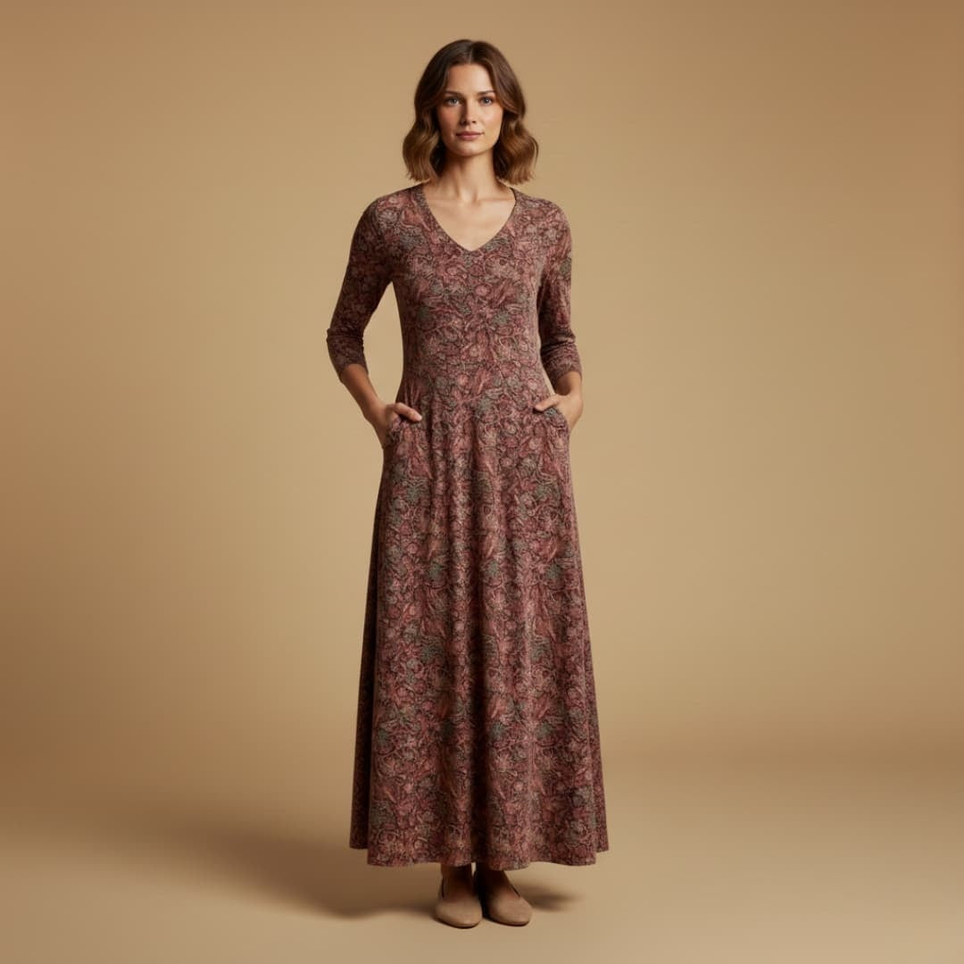 Rita | Vestido Comprido Estampado Mulher Decote V