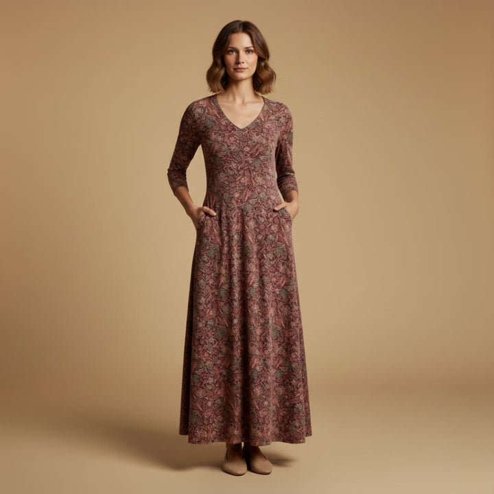Rita | Vestido Comprido Estampado Mulher Decote V