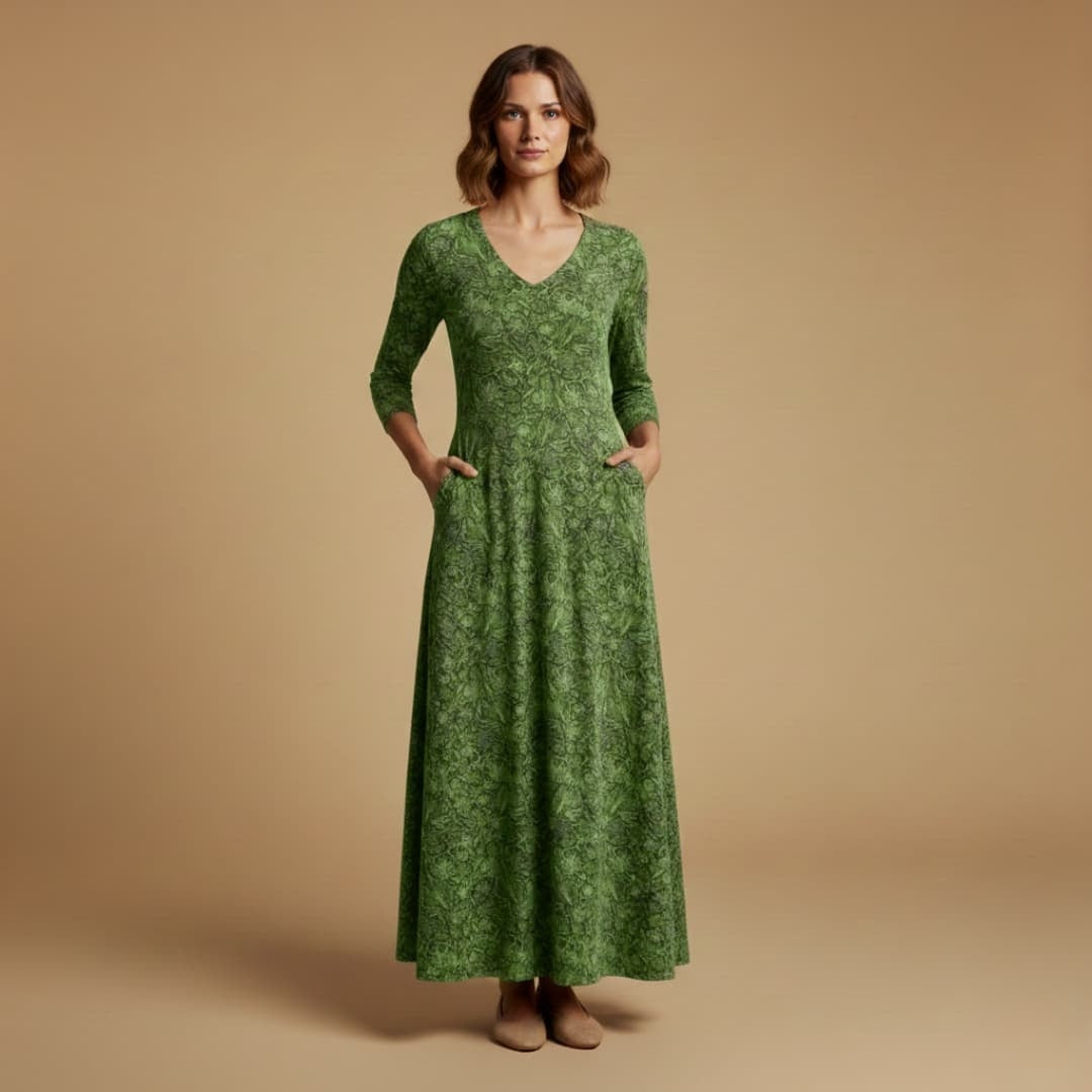 Rita | Vestido Comprido Estampado Mulher Decote V