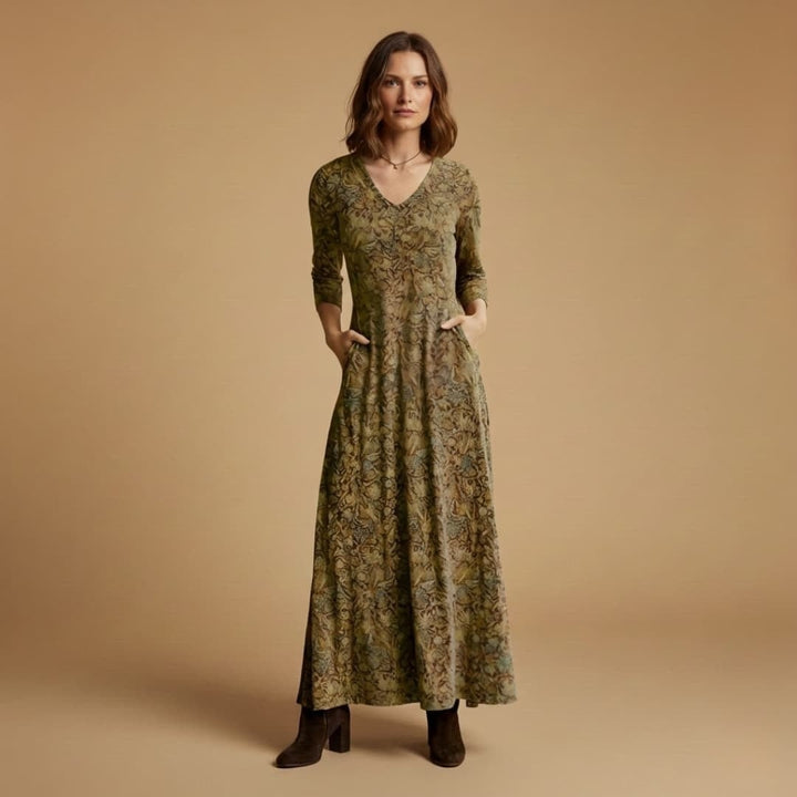 Rita | Vestido Comprido Estampado Mulher Decote V
