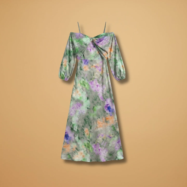 Lara | Vestido Comprido Estampado Mulher Manga Comprida Alças