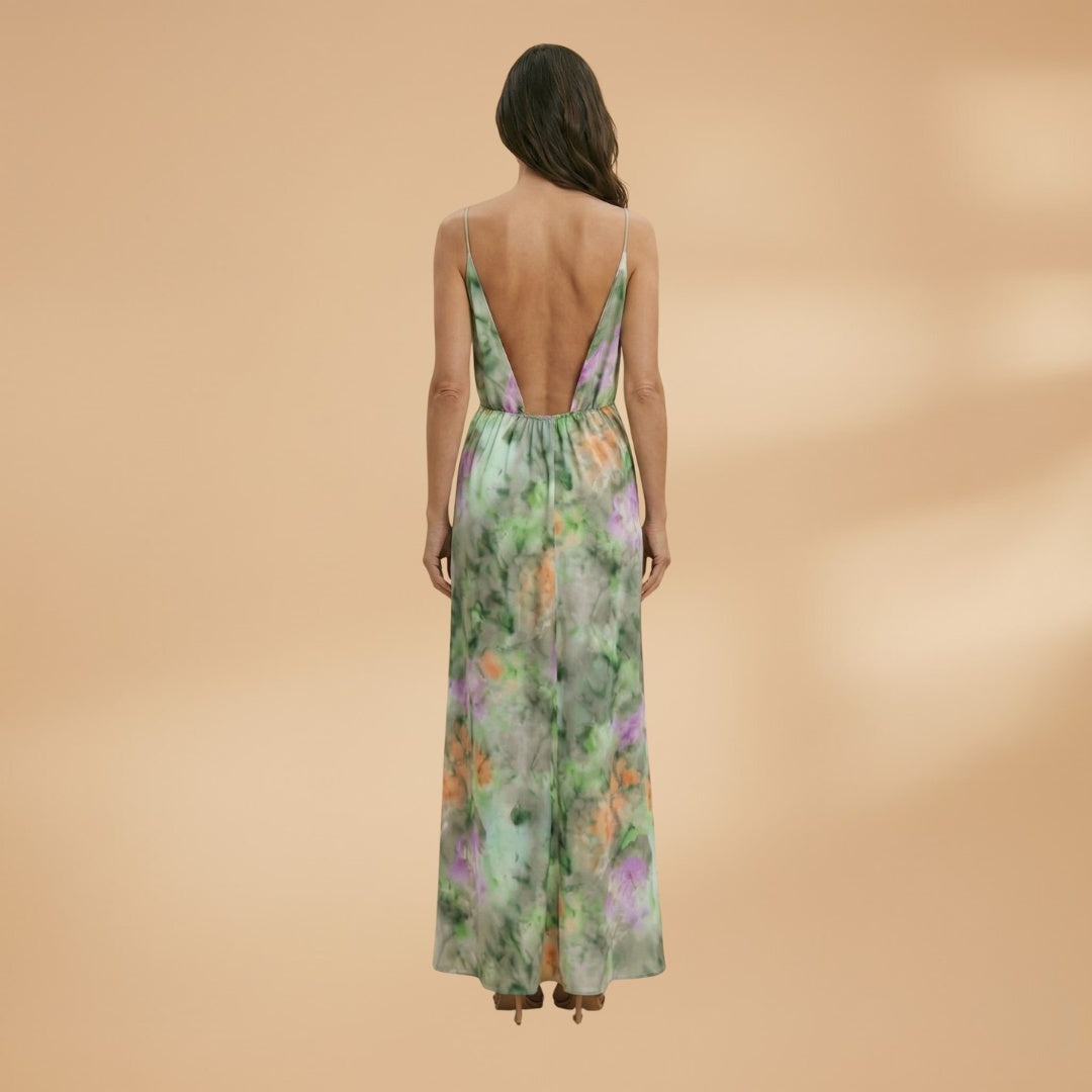 Lara | Vestido Comprido Estampado Mulher Manga Comprida Alças