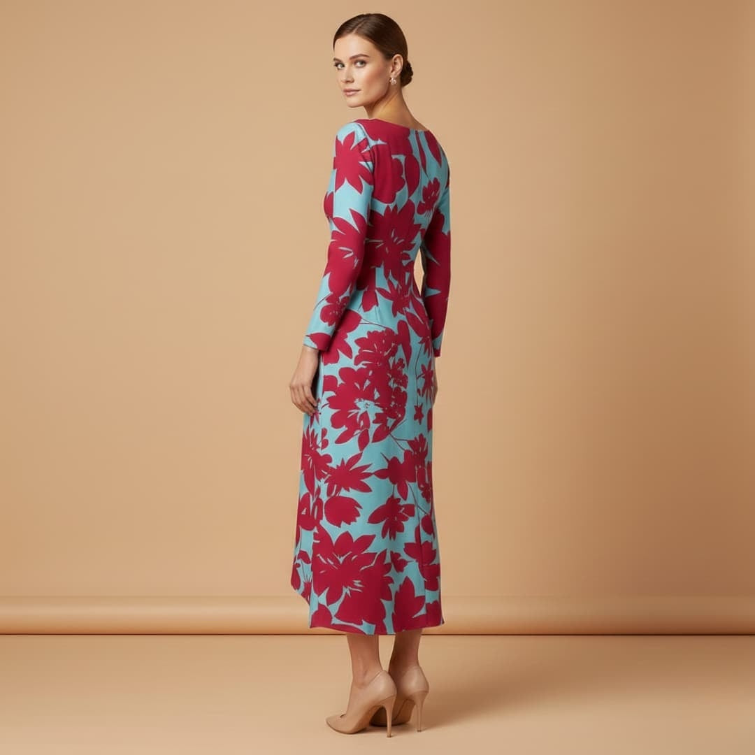 Raquel | Vestido Comprido Estampado Mulher Manga Longa