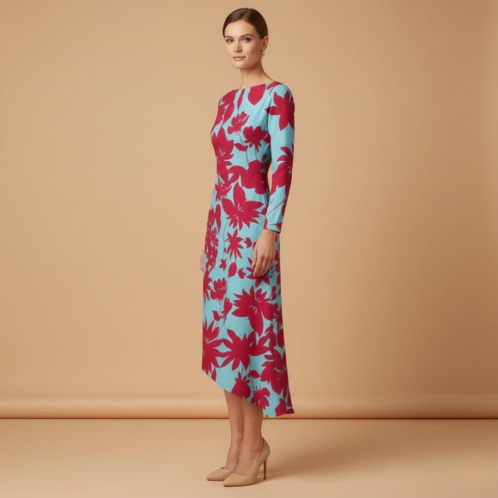 Raquel | Vestido Comprido Estampado Mulher Manga Longa