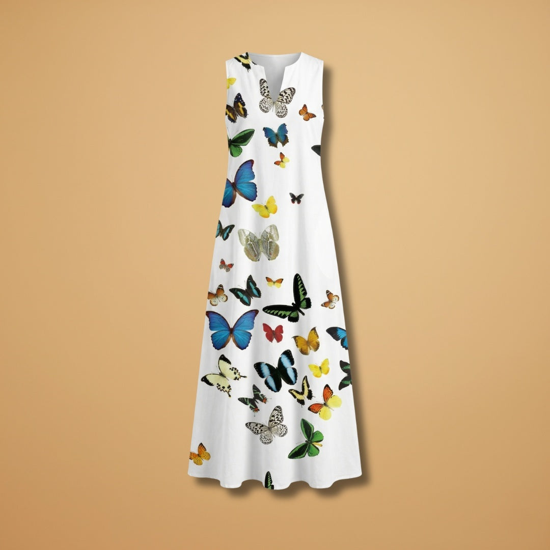 Sílvia | Vestido Comprido Estampado Mulher Sem Mangas