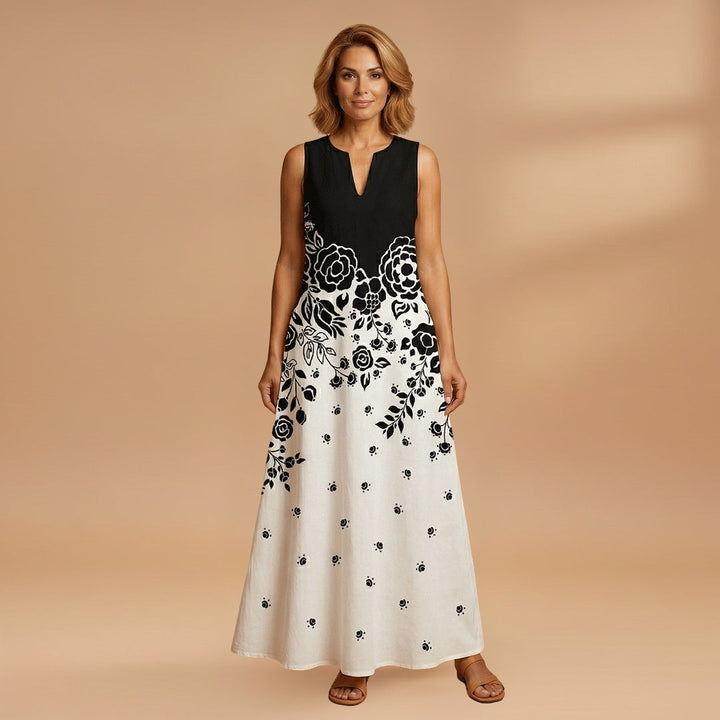 Sílvia | Vestido Comprido Estampado Mulher Sem Mangas