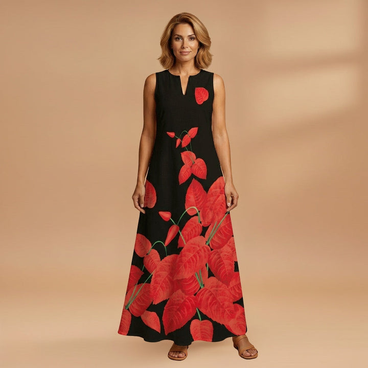 Sílvia | Vestido Comprido Estampado Mulher Sem Mangas
