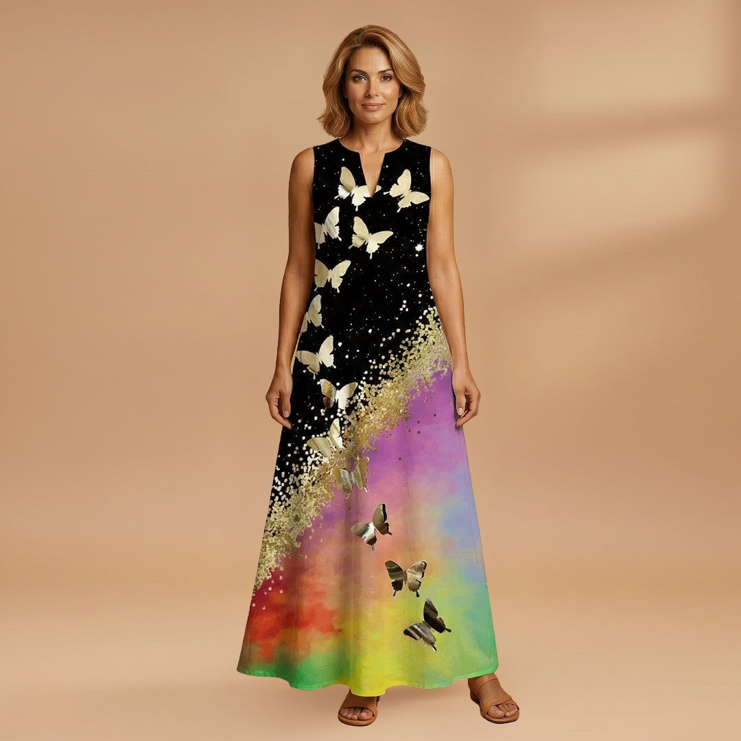 Sílvia | Vestido Comprido Estampado Mulher Sem Mangas