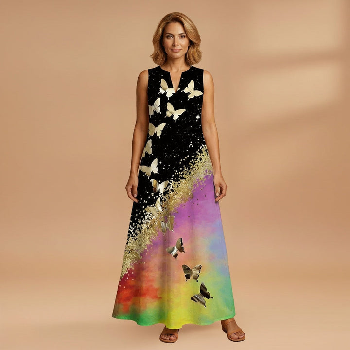 Sílvia | Vestido Comprido Estampado Mulher Sem Mangas