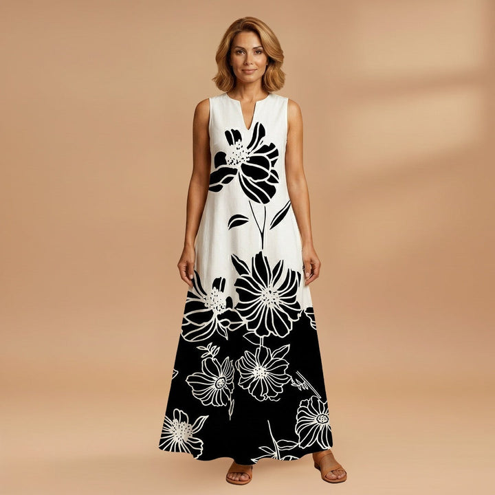 Sílvia | Vestido Comprido Estampado Mulher Sem Mangas