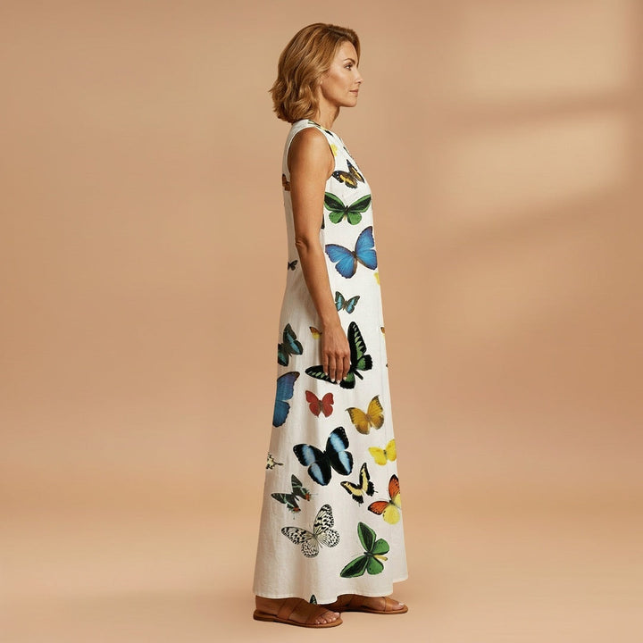 Sílvia | Vestido Comprido Estampado Mulher Sem Mangas