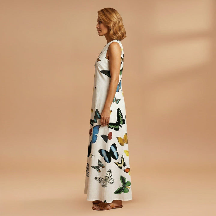 Sílvia | Vestido Comprido Estampado Mulher Sem Mangas