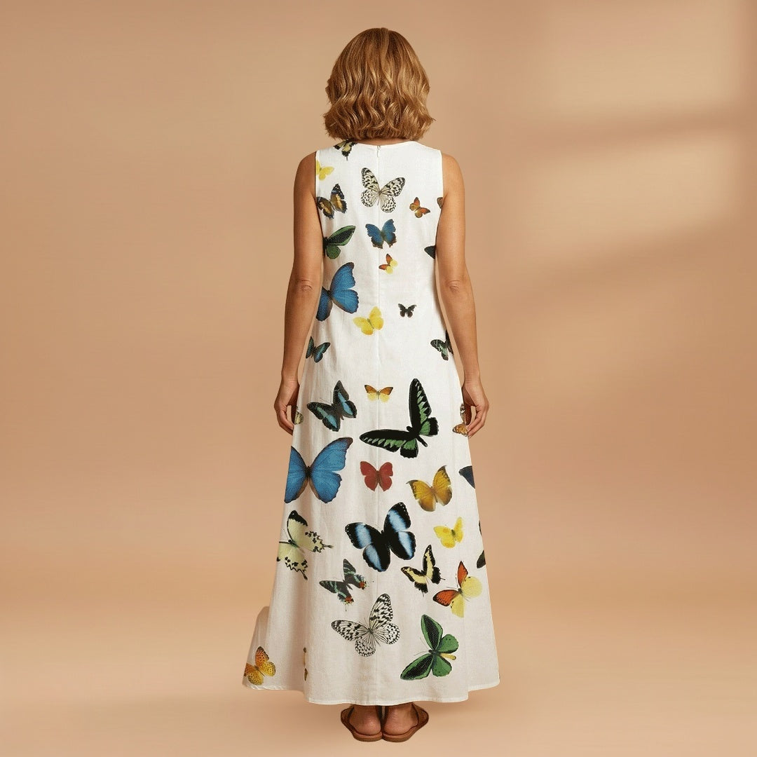 Sílvia | Vestido Comprido Estampado Mulher Sem Mangas