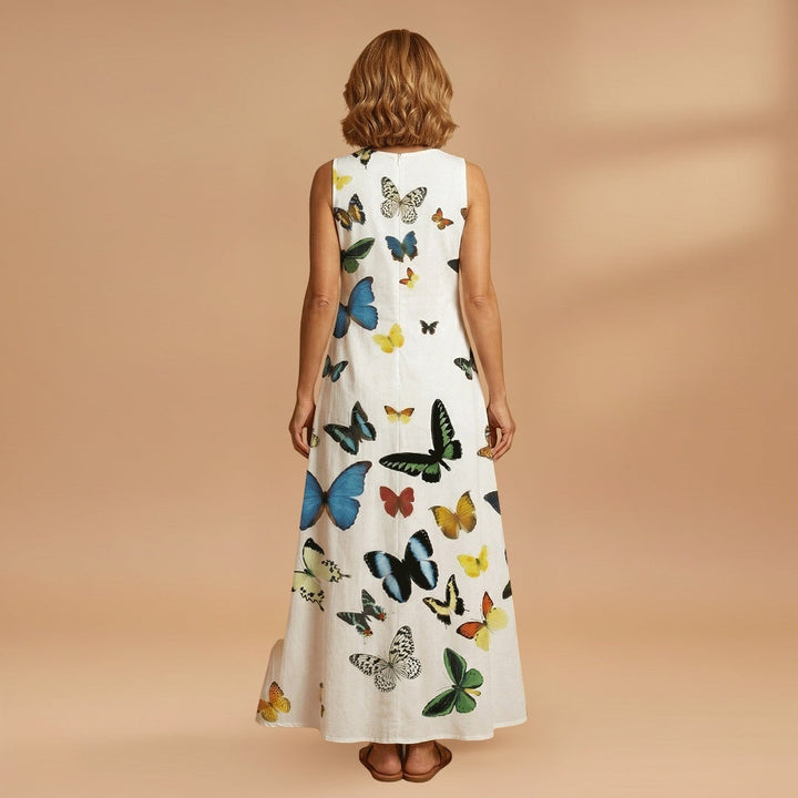 Sílvia | Vestido Comprido Estampado Mulher Sem Mangas