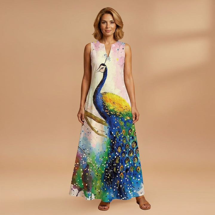 Sílvia | Vestido Comprido Estampado Mulher Sem Mangas
