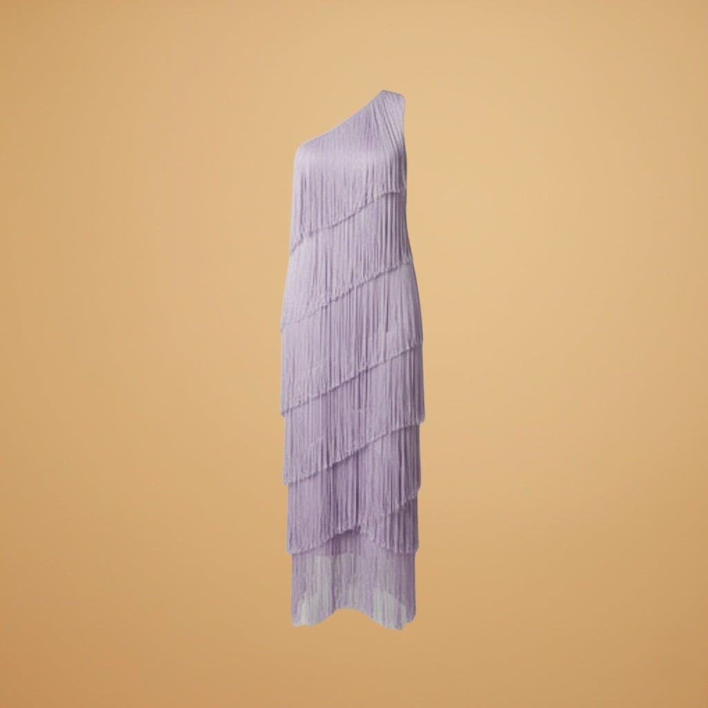 Vera | Vestido Comprido Franjado Mulher Ombro Único