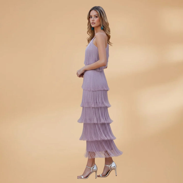 Vera | Vestido Comprido Franjado Mulher Ombro Único