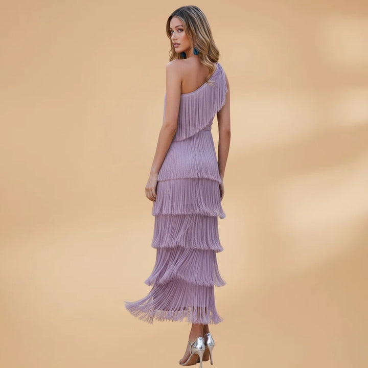 Vera | Vestido Comprido Franjado Mulher Ombro Único