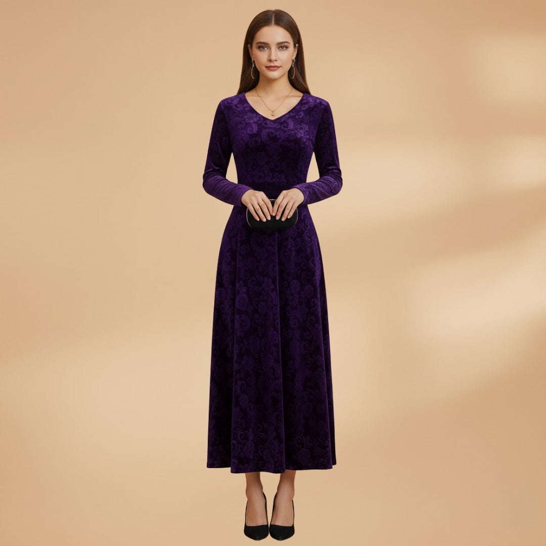 Alice | Vestido Comprido Manga Comprida Mulher Decote V