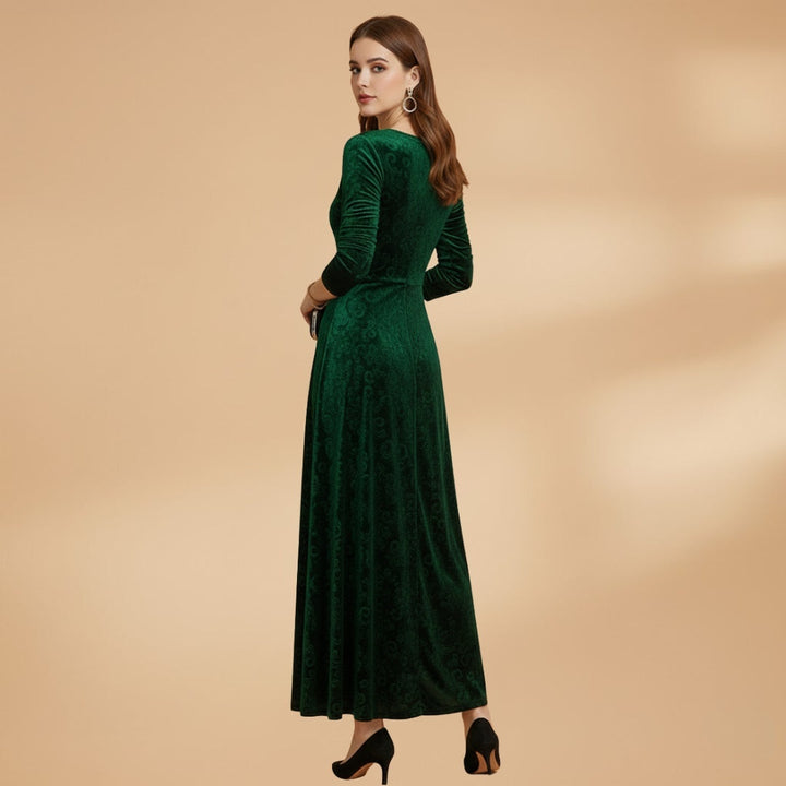 Alice | Vestido Comprido Manga Comprida Mulher Decote V