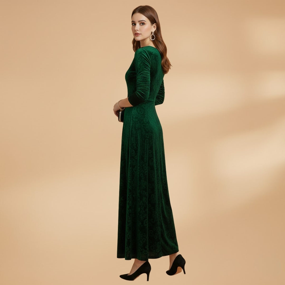Alice | Vestido Comprido Manga Comprida Mulher Decote V
