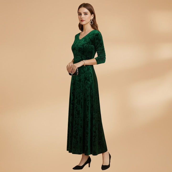 Alice | Vestido Comprido Manga Comprida Mulher Decote V