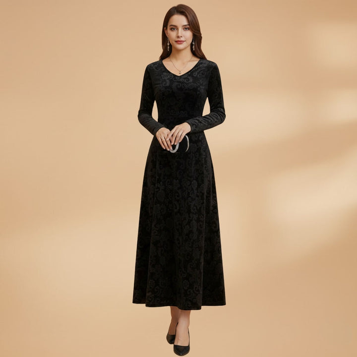Alice | Vestido Comprido Manga Comprida Mulher Decote V