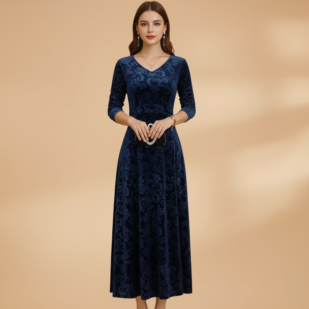 Alice | Vestido Comprido Manga Comprida Mulher Decote V