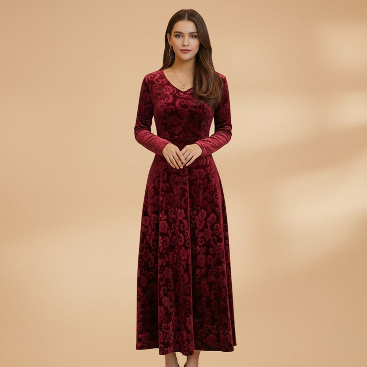 Alice | Vestido Comprido Manga Comprida Mulher Decote V